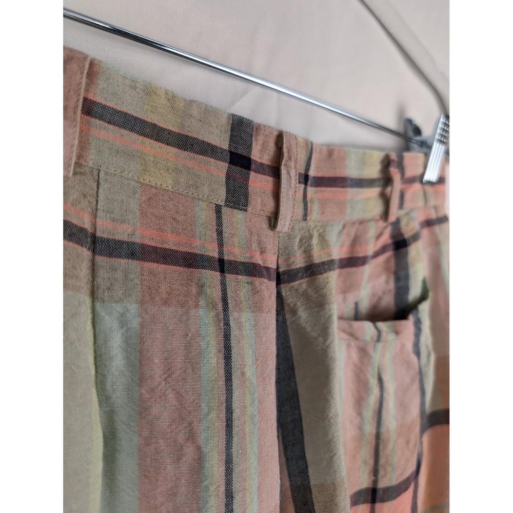 Vtg Callaway Golf Apparel Plaid Shorts Womens Linen Blend High Waist Golf XS S 4 - Picture 7 of 9